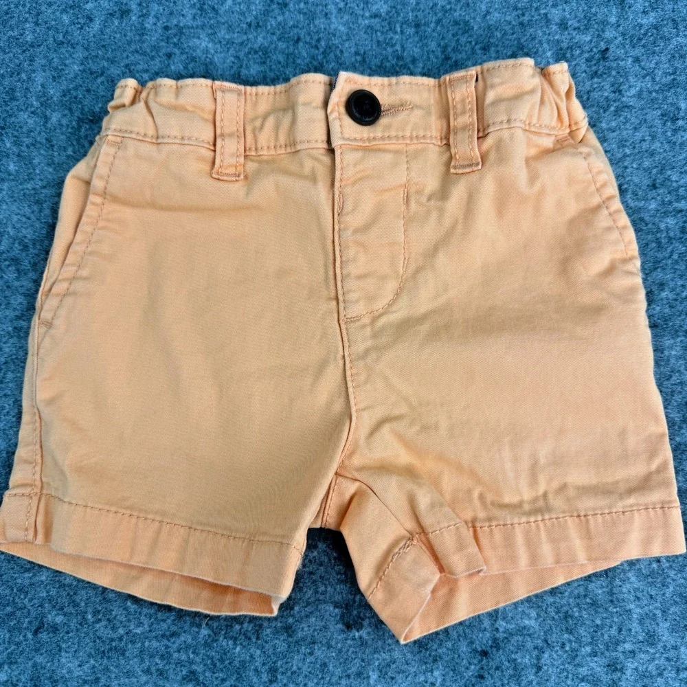 Osh Kosh B'Gosh Boys Shorts 12M Cotton Elastic‎ Waist W/Button Salmon Colored